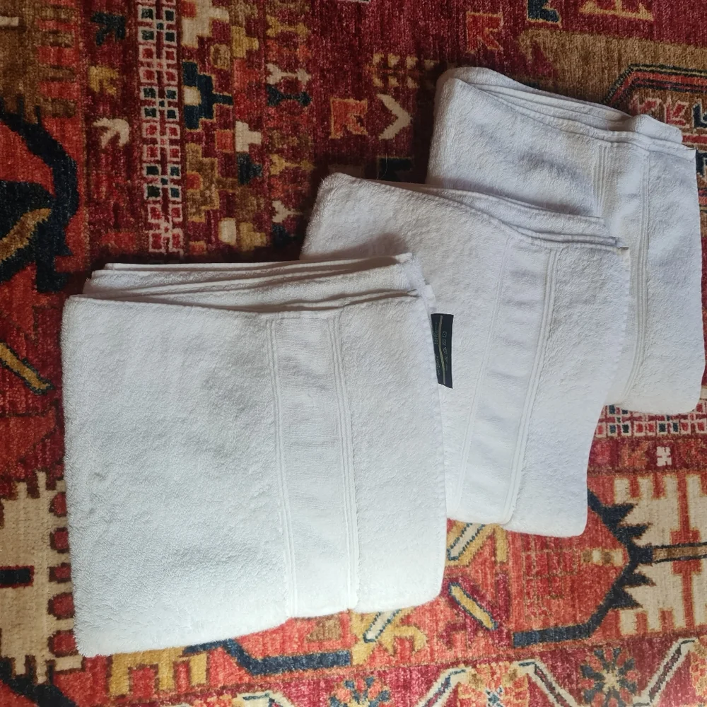 Eguptian Cotton Carrara Oasis Made in Italy White Luxury Plush Towels Set/3